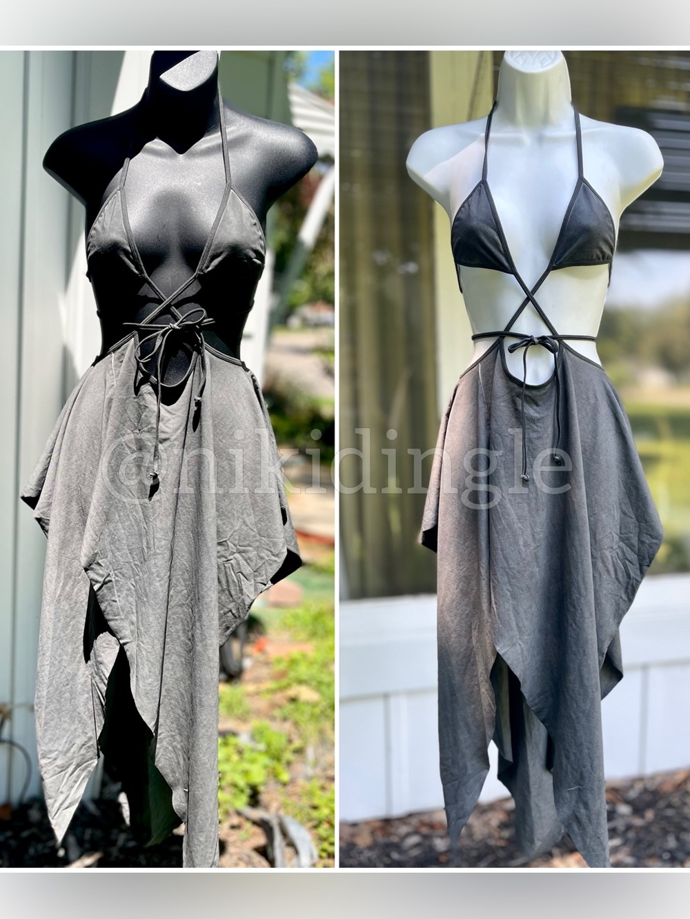 NEW without tags Dolls Kill Darker Wavs Echo Fairy Wrap Dress Distressed XS - Picture 2 of 8